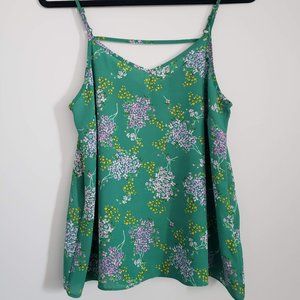 Green and Yellow Floral Adjustable Camisole